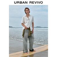 URBAN REVIVO UMM260010 纯色开襟短袖衬衫