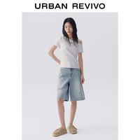 URBAN REVIVO UYY460257 字母刺绣斜肩修身T恤 本白 M