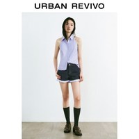 URBAN REVIVO UYU260013 撞色条纹系带无袖开襟衬衫