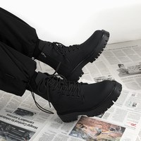 移动端:简梵登 长筒马丁靴男款英伦风黑色高帮皮鞋2024新款机车靴子秋季厚底皮靴