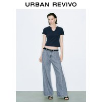 URBAN REVIVO UWM860133 特色缝线水洗牛仔长裤 蓝色 26