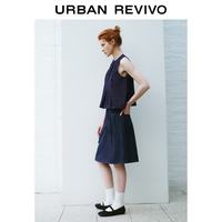 URBAN REVIVO UYU860041 花边无袖棉质牛仔衬衫 蓝色 S