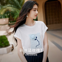 香影 立体花朵宽松 白色 L 女士T恤