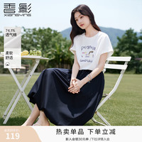 香影 白色字母t恤女短袖2026夏装新款童趣卡通圆领休闲风宽松上衣 白色 L 165/88A/110-125斤