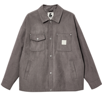 杰克琼斯 225409039 翻领工装刺绣棉服 深鸥灰 L