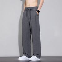 CronetKcnsy 亚麻天丝 冰感透气 灰色 4XL 男士休闲裤