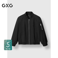 GXG 男装 肌理罗纹时尚棒球领夹克外套 冬季新品 黑色 L