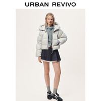 URBAN REVIVO UYL150065 撞色连帽短款女士羽绒服
