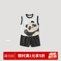巴厘小猪 儿童无袖坎肩背心两件套 糯米熊猫