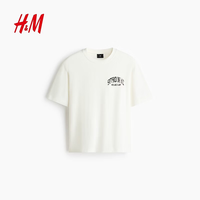 H&M 2026春季新款男装宽松版印花T恤1313924 白色/SoHo NYC M 175/100