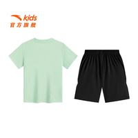 安踏 儿童凉感透气速干短袖短裤套装