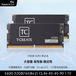 十铨 科技CLASSIC开创者 DDR5笔记本内存条 石墨烯散热片 10层PCB板 5600 32G(2x16G)单面