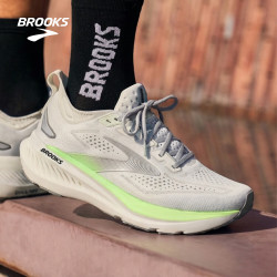 BROOKS Glycerin甘油 23 跑鞋男子缓震跑步鞋百搭运动鞋 灰色/绿色/黑色 40.5