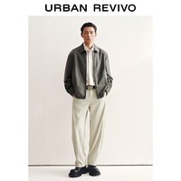 UR UR2026春季新款男装气质做旧翻领拉链棉质夹克外套UMM160010 深棕绿 L