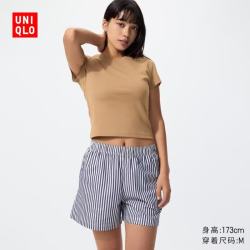 优衣库 女装棉质舒适短裤 深蓝色 3XL