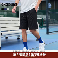 gxgjeans 男装 多色分割设计轻薄直筒宽松休闲短裤男 26夏新品 黑色 L (175) -31码