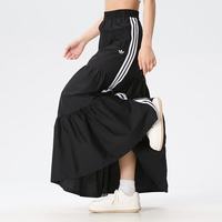 adidas 三叶草 半身裙女裙2026夏季新款刺绣logo蛋糕裙时尚黑色百搭长裙 KY5728 黑色 M