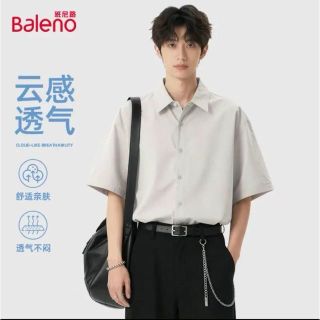 班尼路 透气凉感 男士短袖衬衫 -杏#纯色