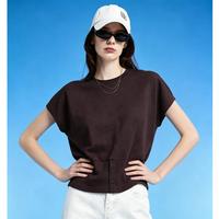 DKNY 下摆修身收腰夏季潮款短袖蝙蝠袖T恤女简约时尚百搭微弹上衣女