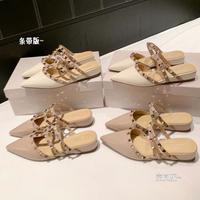SheII 条带版 2026夏季新品4cm坡跟尖头后空拖鞋女凉拖通勤ol