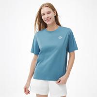 LACOSTE 法国鳄鱼女装夏季舒适宽松落肩圆领LOGOT恤短袖上衣