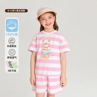 Paw in Paw Paw in  Paw 儿童套装24年夏季卡通小熊男女童条纹短袖短裤套装