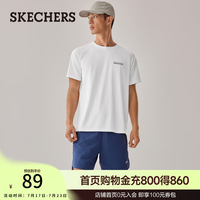 斯凯奇 短袖T恤吸湿速干透气运动休闲时尚简约打底衫 亮白色/0019 S