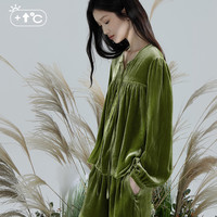 初秋新品“桑洛色覆古飘带桑洛丝绒睡衣套装秋冬女式家装”