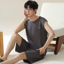 勋阳宇乐 无袖套装男休闲可外穿男生大码家居服