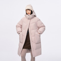 波司登 时尚休闲可脱卸帽甜美活力保暖过膝长款羽绒服