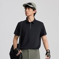 探拓 T恤短袖男透气户外运动冰丝凉感polo衫T 【男款】云墨黑 3XL