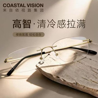 PLUS会员:依视路 钻晶A4防蓝光1.6折射率*2现片+无边框钛架 600度