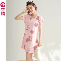 芬腾 100%纯棉女士睡裙 FX25920094 粉色