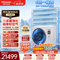 海信 中央空调一拖四6匹多联机优享家省电三室一厅外机双排纯铜管90~120㎡HVR-140W/ZAFZBp