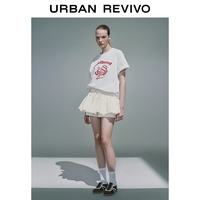 URBAN REVIVO 撞色系带抽褶 女士短裤