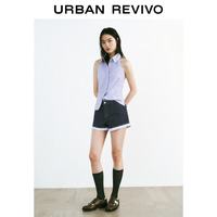 URBAN REVIVO UYU860070 水洗拼接牛仔短裤