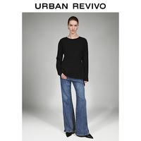 URBAN REVIVO UWM860014 水洗猫须喇叭牛仔长裤
