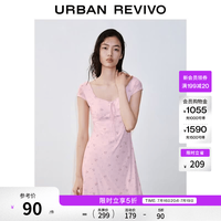 UR UR2026 女装休闲碎花蝴蝶结U领修身连衣裙 UYL760050
