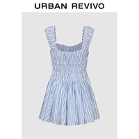 URBAN REVIVO UYL760063 撞色条纹肌理感连衣裙 中蓝 M