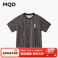马骑顿 男大童夏季新品学院风潮酷休闲条纹短袖T恤亲肤舒适 深灰 150