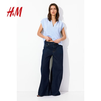 H&M 1260350 中式立领宽松短袖衬衫