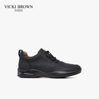 未毕（VICKI BROWN）法国品牌VB男鞋防滑商务休闲鞋减震皮鞋舒适轻盈鞋男 黑色 39 (245mm) 欧码