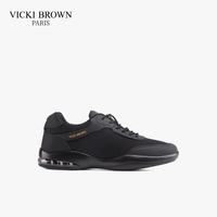 未毕(VICKI BROWN)法国品牌VB男鞋通勤透气皮鞋舒适防滑气垫减震休闲鞋 黑色 38