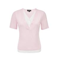 VERO MODA 女士假两件拼接字母刺绣V领上衣