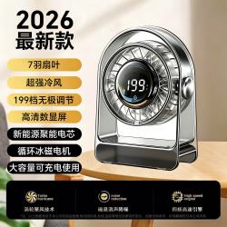 Wuzory 桌面小风扇 智能数显丨充插双用 丨大风力无刷电机丨星云白
