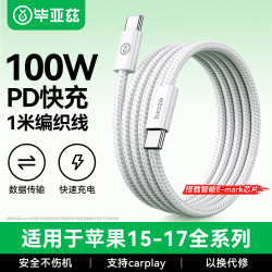 毕亚兹 适用双头Type-C数据线PD100W快充ctoc车载充电线5A苹果17/16/15/iPad/MacBook华为笔记本电脑1米