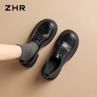 则则 厚底乐福鞋女经典时尚学院风深口单鞋2026新款百搭舒适英伦风女鞋 黑色 37