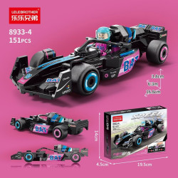 乐乐兄弟 兼容乐高F1方程式回力赛车积木玩具 8933-4蓝粉回力车