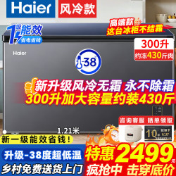 海尔 「高端风冷无霜0除霜」一级能效节能冰柜 301「高端风冷」长1.2米丨零下38度 300L