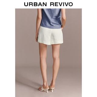 URBAN REVIVO UWM660077 捏褶设计 本白 XL 女士短裤